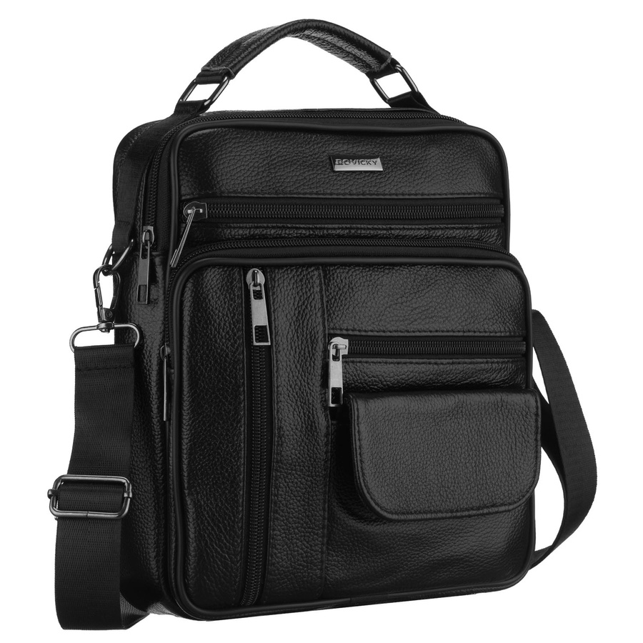 Kožená pánska crossbody taška čierna – Rovicky