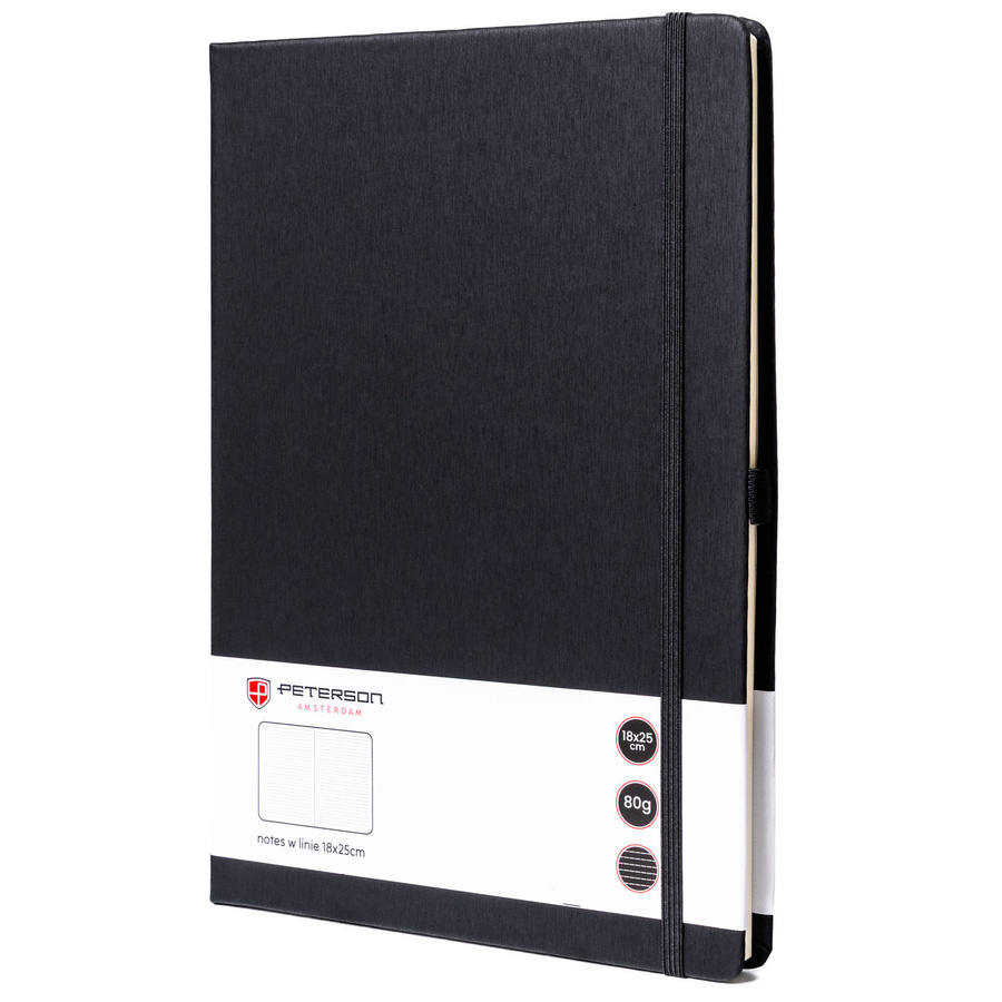 Čierny zápisník B5 s linajkami a tvrdou väzbou