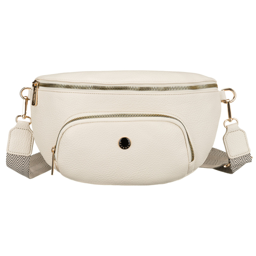 Jasnobeżowa nerka damska ze skóry ekologicznej zamykana suwakiem - Peterson