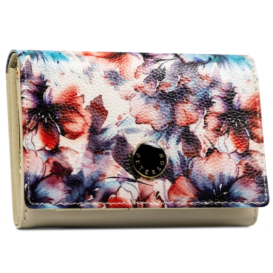 Dámska kvetinová peňaženka so zapínaním na klip a RFID ochranou - Peterson