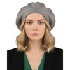 Ciepły, szary beret damski wykonany z akrylu - Rovicky