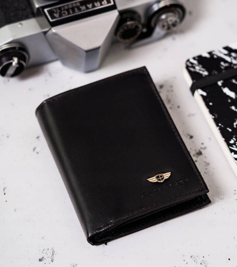 Leather wallet RFID PETERSON PTN 363 2-1-1 BLACK