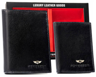 Leather wallet+case+key ring set PETERSON PTN SET3-N4-VT