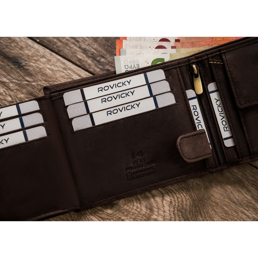 Leather wallet RFID ALWAYS WILD N992-CHM-HORSE-BL BR