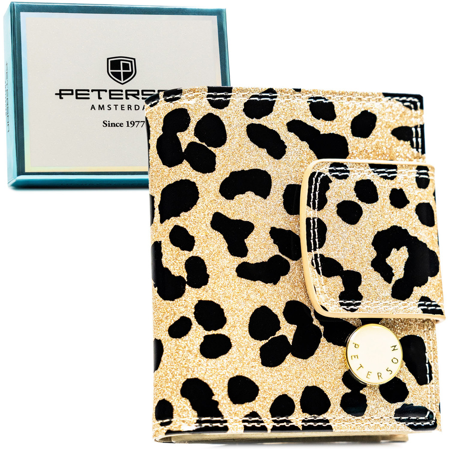 Malá dámska peňaženka v zlatom odtieni – kombinácia prírodnej a ekologickej kože