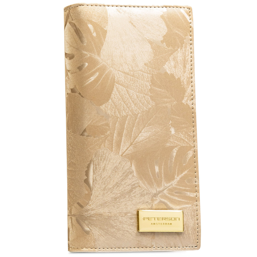 Béžová vertikálna dámska peňaženka z kože s RFID ochranou a dvojitým zapínaním - Peterson