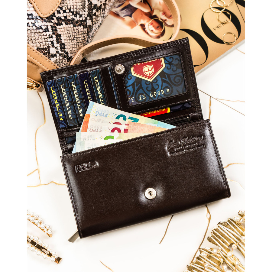Leather wallet RFID PETERSON PTN RD-07-NGV