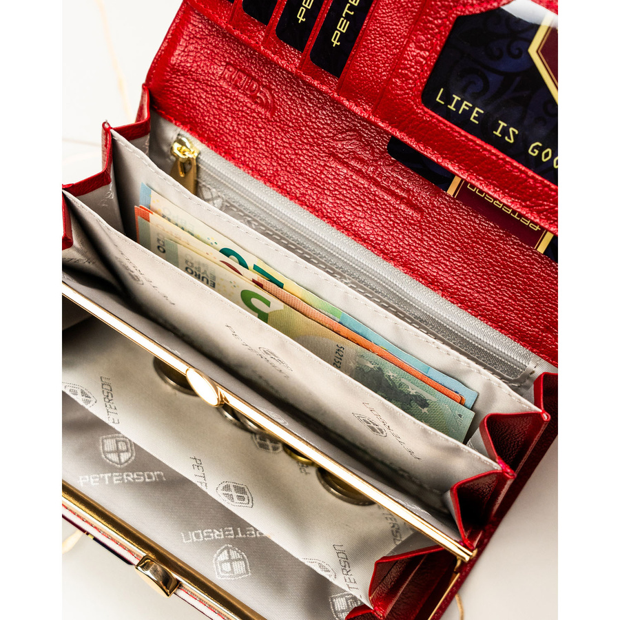 Leather and leatherette wallet RFID PETERSON PTN PS401-HNL