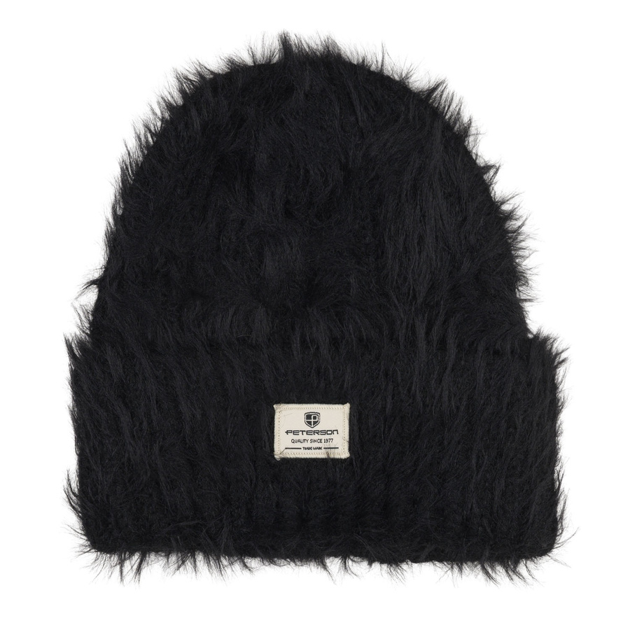 Zimowa czapka damska beanie w czarnym kolorze wykonana z nylonu - Peterson