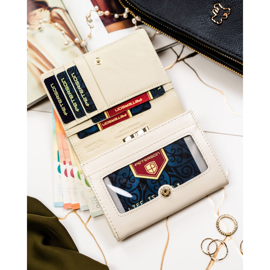 Leather and leatherette wallet RFID PETERSON PTN PX30-PF1