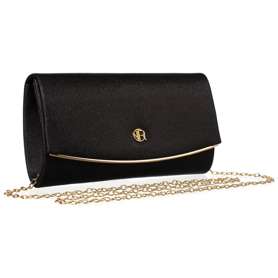 Čierna večerná dámska listová kabelka zo syntetickej látky – Rovicky