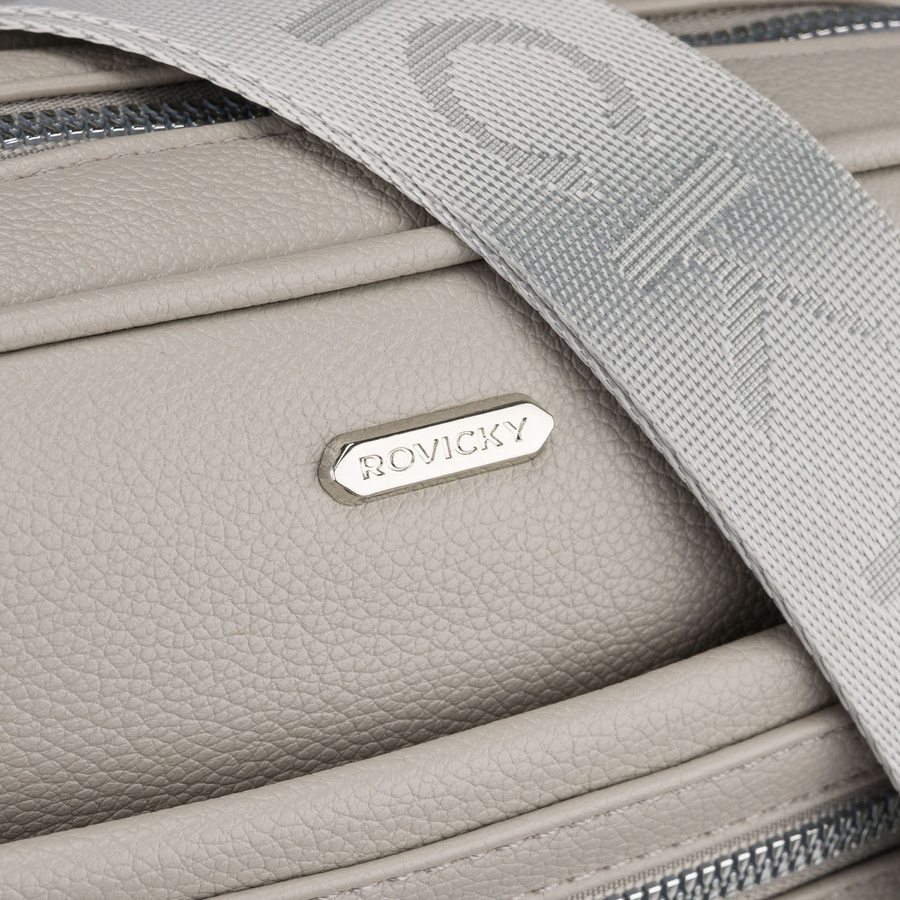 Listonoszka damska ze skóry ekologicznej w szarym kolorze zamykana suwakiem - Rovicky