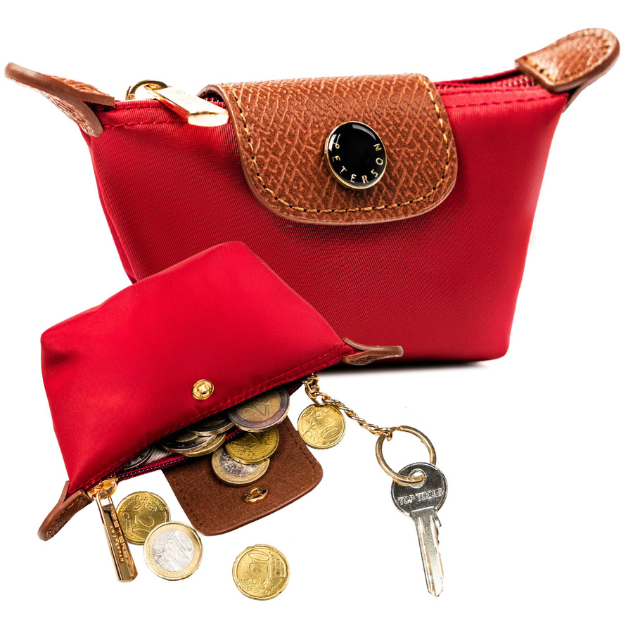 Červená kľúčenka Peterson z polyesteru a ekokože