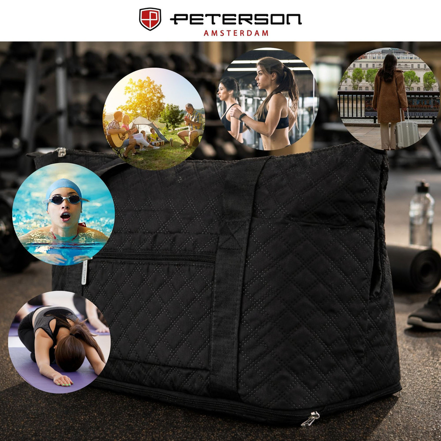 Czarna, treningowa torba wykonana z poliestru, jednokomorowa - Peterson