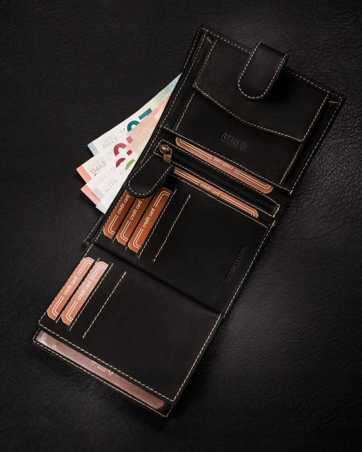 Leather wallet RFID BUFFALO WILD MR-04L-BAW-BL