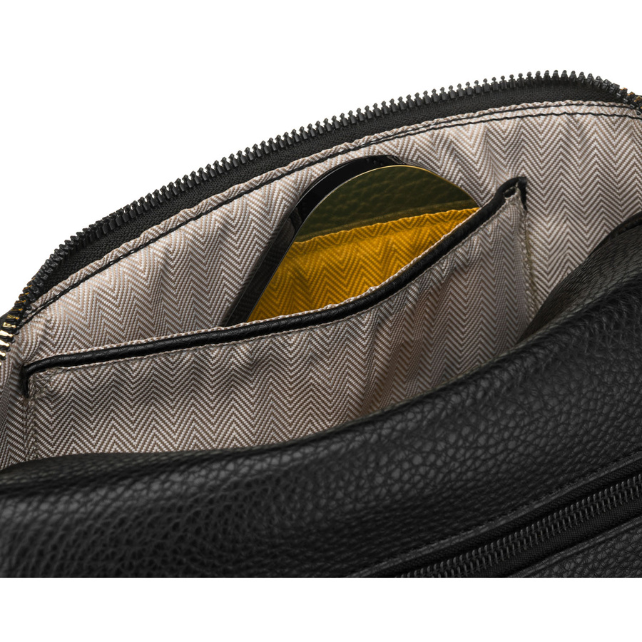 Praktyczna, miejska nerka damska ze skóry ekologicznej w czarnym kolorze, jednokomorowa - Peterson