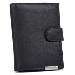 Duży, skórzany portfel męski w czarnym kolorze zamykany zatrzaskiem - 4U Cavaldi