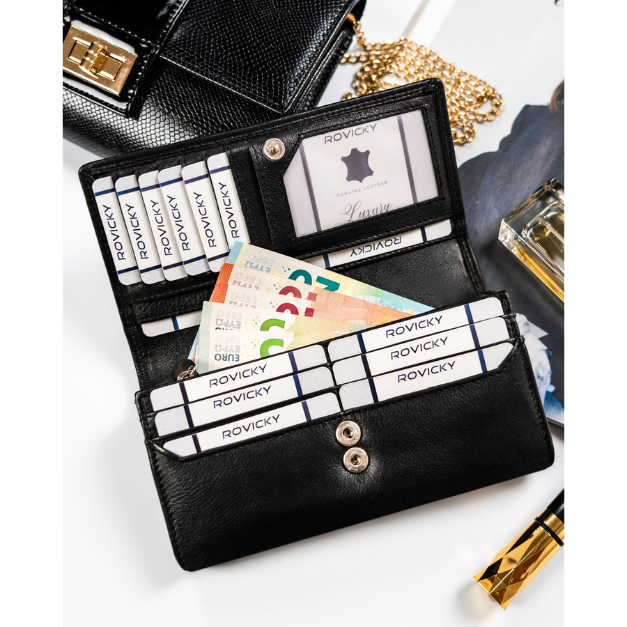 Leather wallet RFID ROVICKY R-D1521-NCD-BL