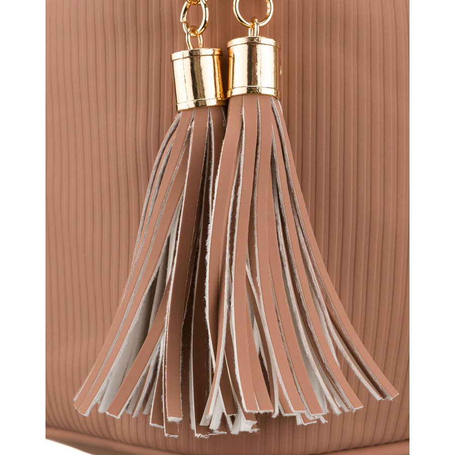 Praktyczna kosmetyczka z tkaniny syntetycznej w beżowym kolorze, jednokomorowa - Peterson