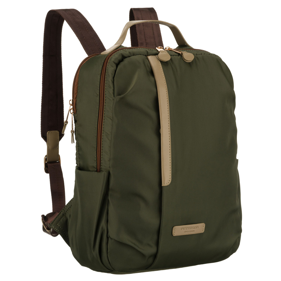 Dámsky zelený batoh z nylonu s uchytením na kufor – Peterson