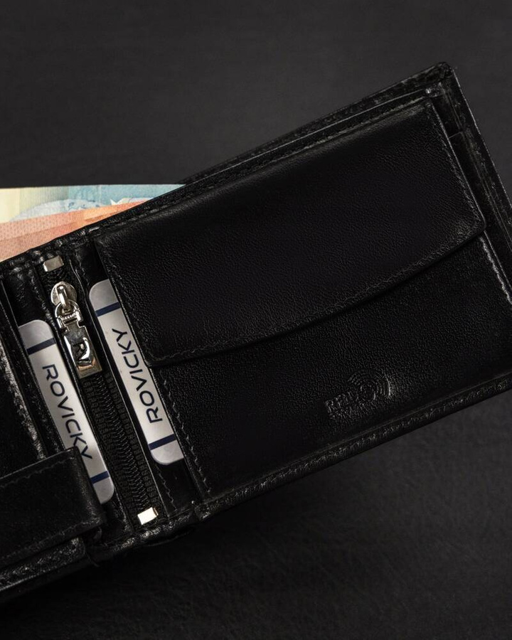 Leather wallet RFID ROVICKY RV-7680286-BCA