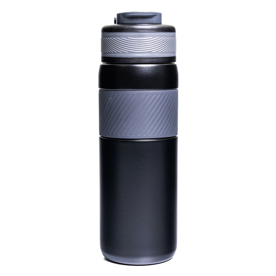 Czarny kubek termiczny ze stali nierdzewnej z silikonowym ustnikiem - Peterson