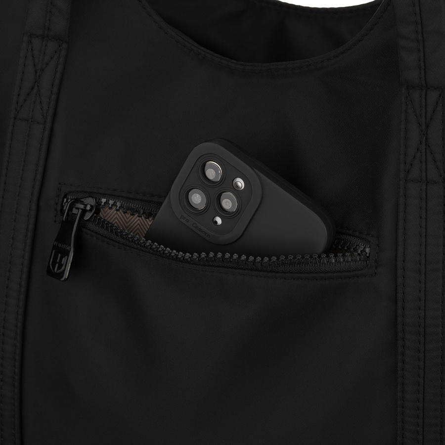 Czarna, miejska shopperka damska z poliestru, jednokomorowa - Peterson