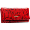 Czerwony portfel damski wykonany ze skóry naturalnej i ekologicznej ze zdobieniem na wzór skóry węża - 4U Cavaldi