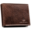 Brązowy portfel męski ze skóry naturalnej wyposażony w system RFID - Peterson