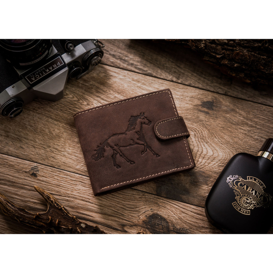 Leather wallet RFID N992L-CHM-HORSE-BL