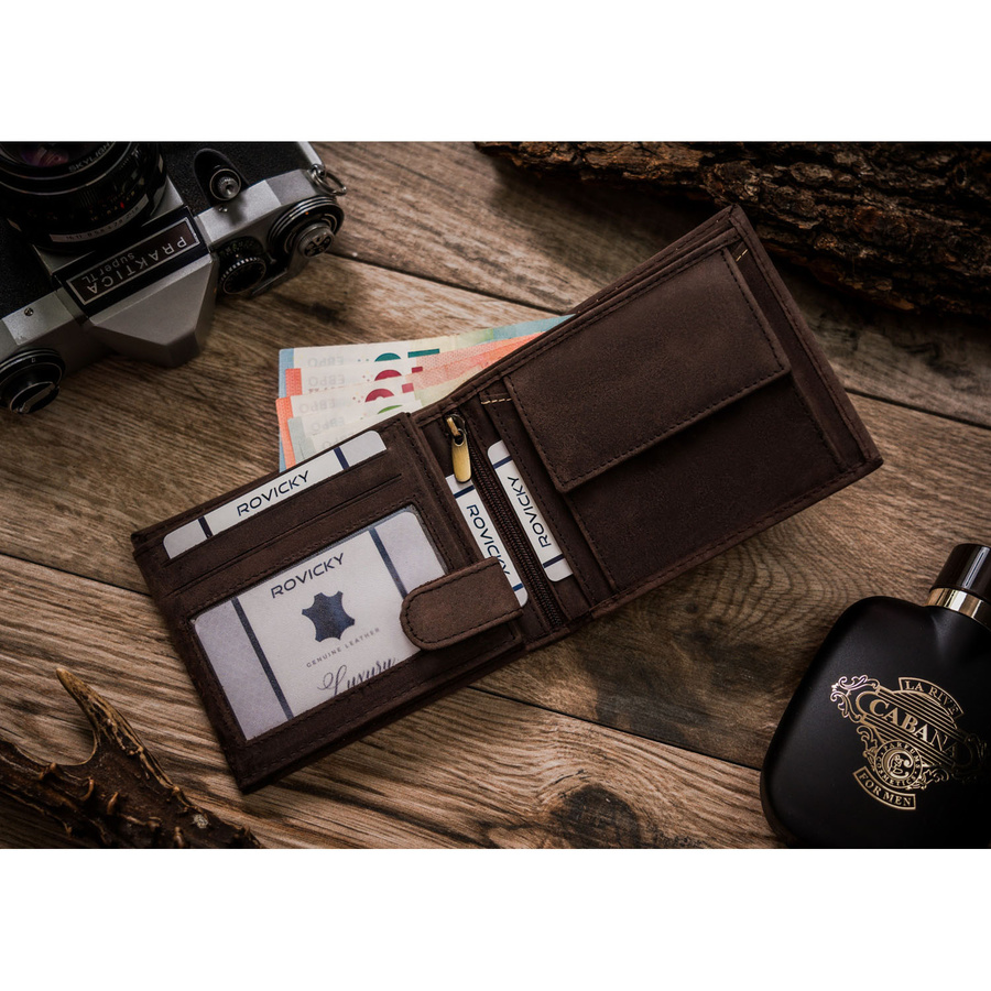 Leather wallet RFID ALWAYS WILD N992-CHM-HORSE-BL BR