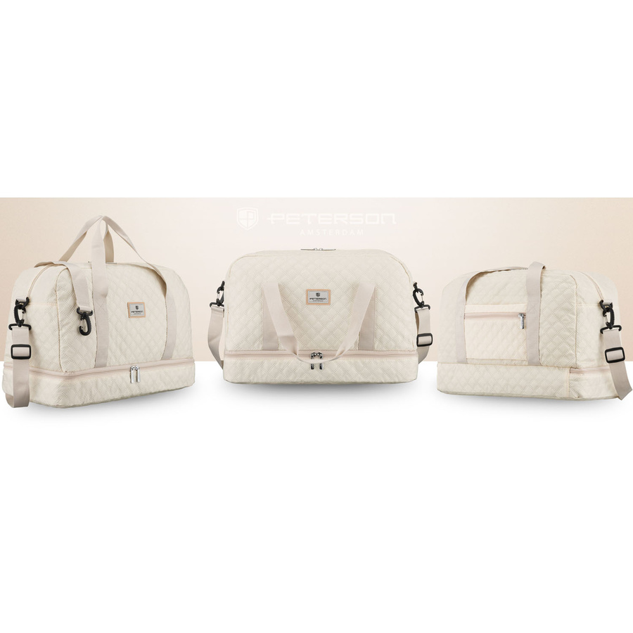 Sportowa, treningowa torba w beżowym kolorze wykonana z poliestru - Peterson