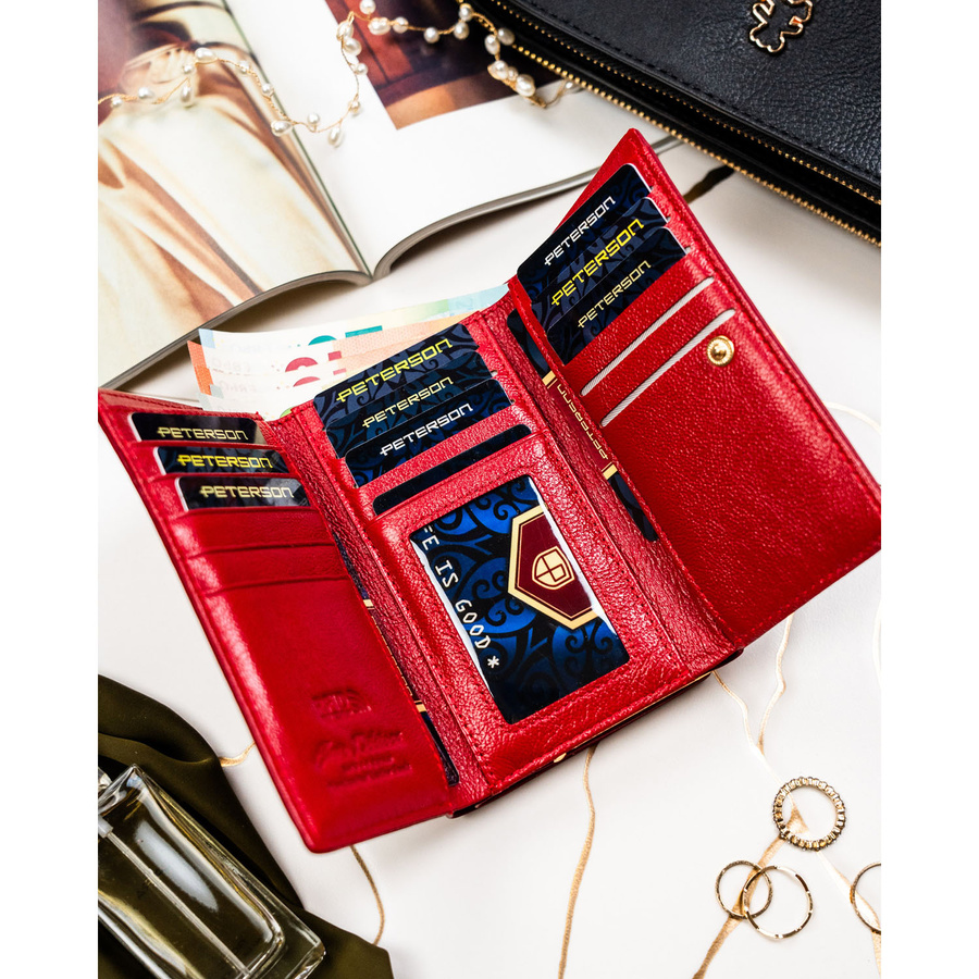 Leather and leatherette wallet RFID PETERSON PTN PS108-HNL