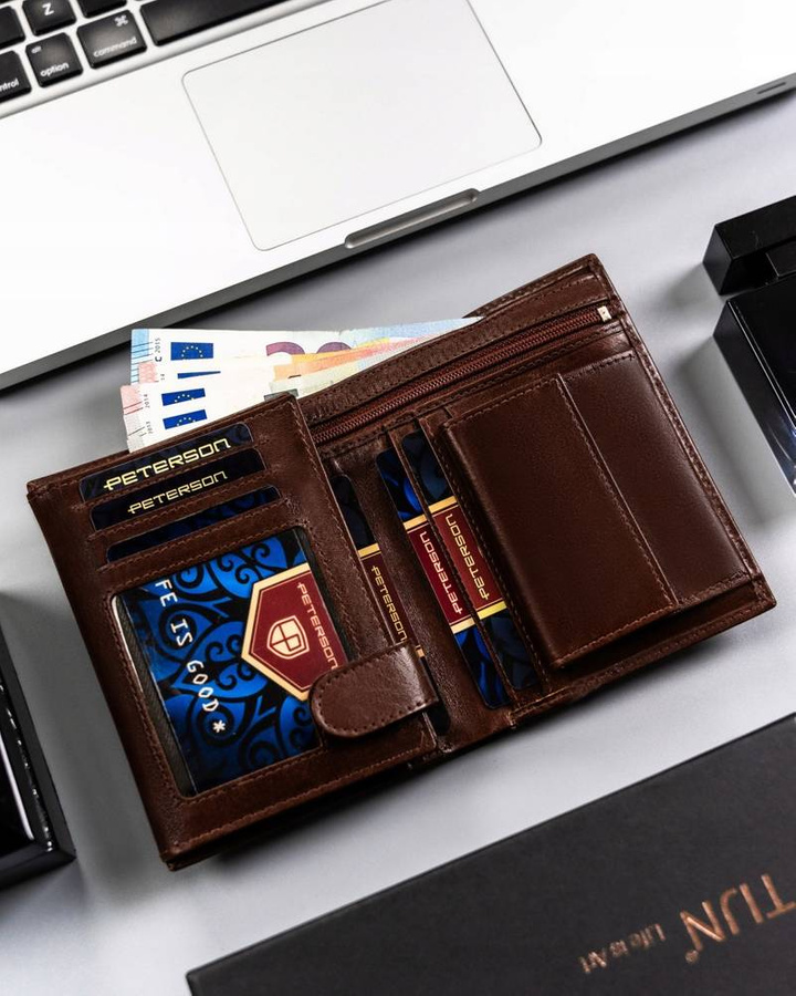 Leather wallet RFID PETERSON PTN 22308-VT