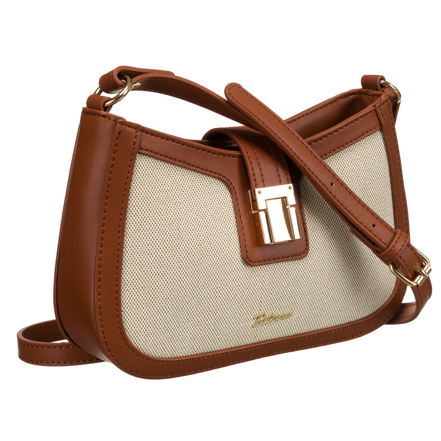 Béžovo-hnedá dámska crossbody kabelka z kože a nylonového plátna – Peterson ? Tag title