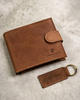 Leather wallet & key ring set PETERSON PTN SET-M-N994L