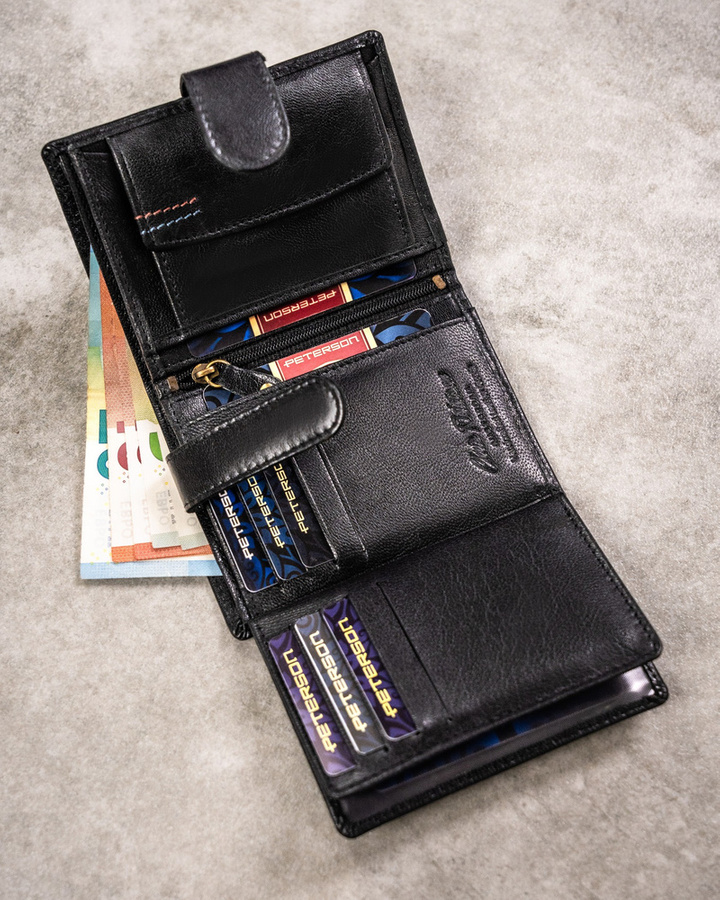 Leather wallet+key ring set PETERSON PTN SET-M-1542L-GVT