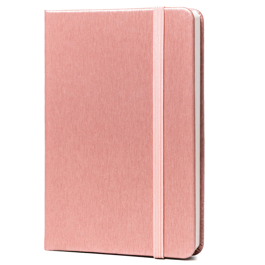 Notes w formacie A6 w różowym kolorze, zadrukowany w linie i wyposażony w gumkę zamykającą - Peterson