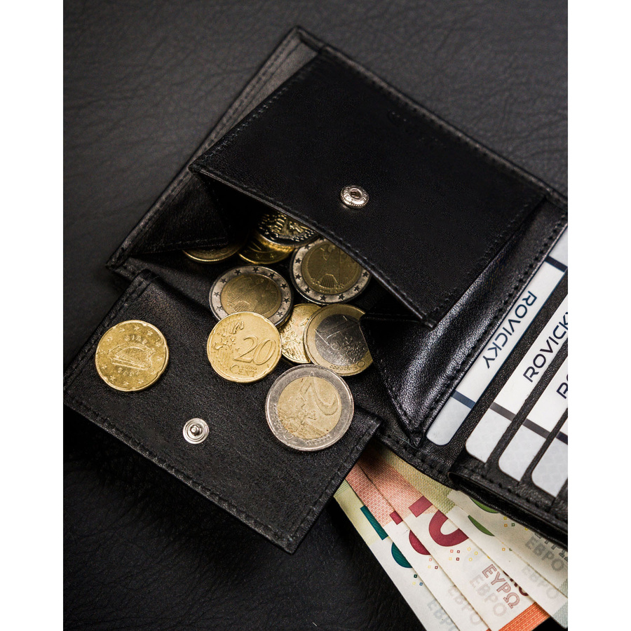 Leather wallet RFID RONALDO RM-01-BDF-BL