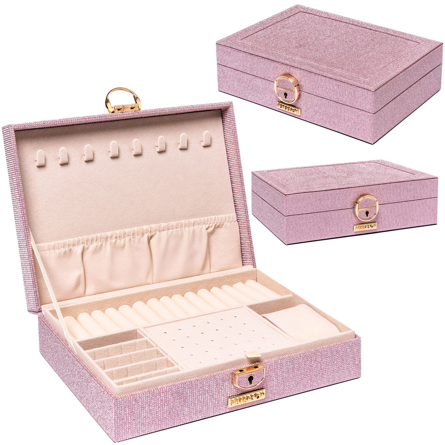 Ružová šperkovnica s priestorom na hodinky - Peterson