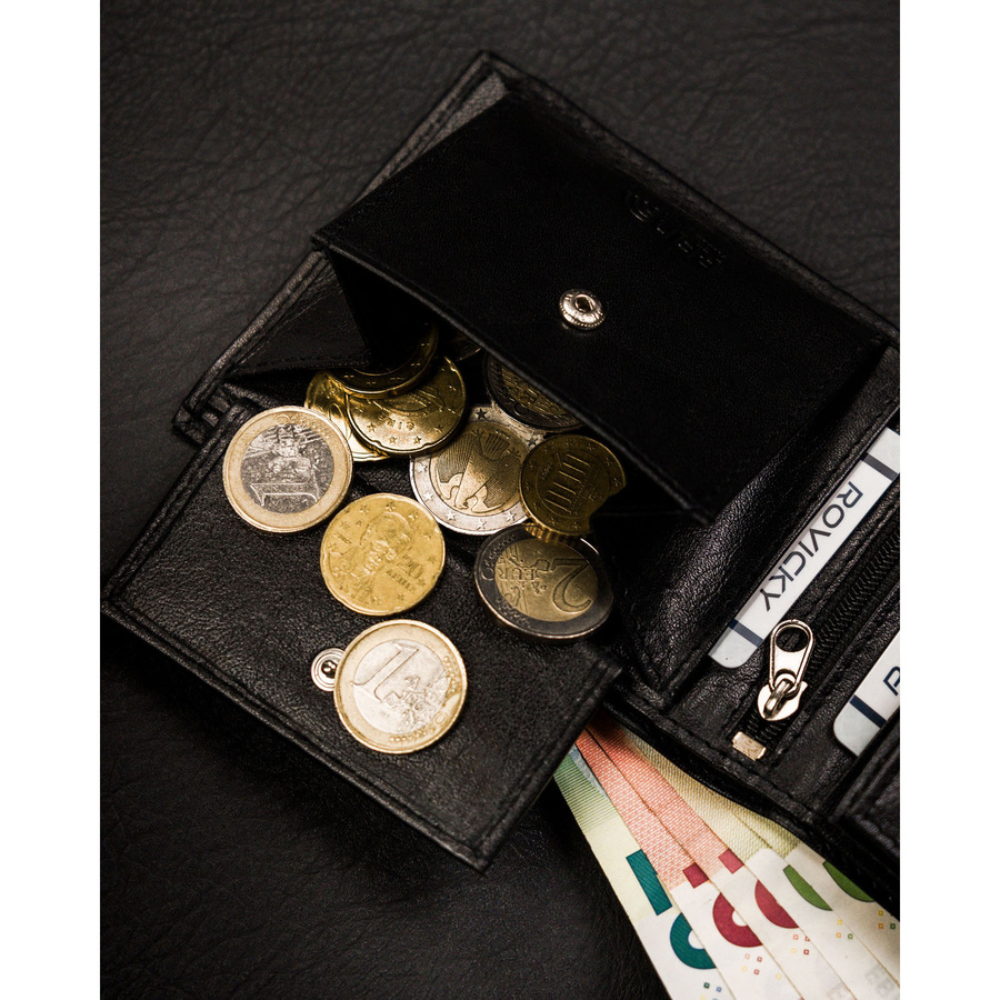 Leather wallet RFID RONALDO RM-02-BDF-BL