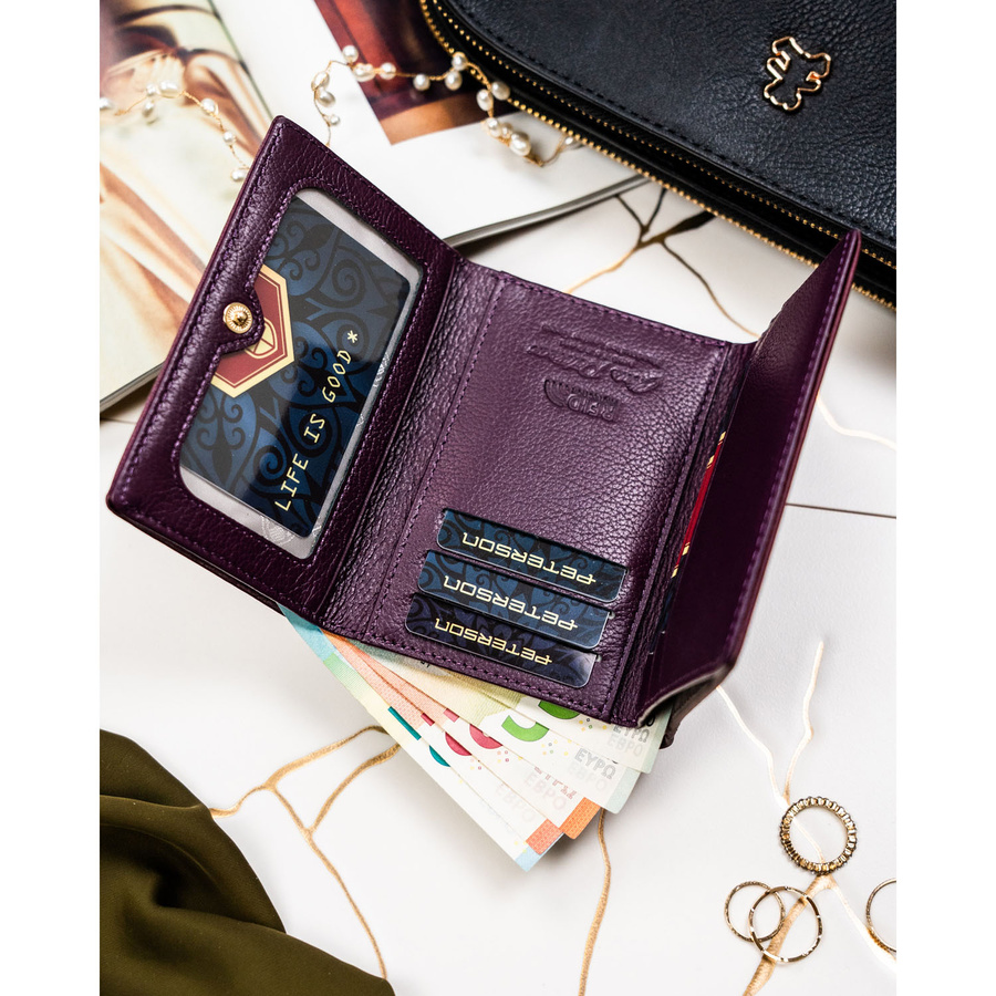 Leather and leatherette wallet RFID PETERSON PTN PS15-09-HNL