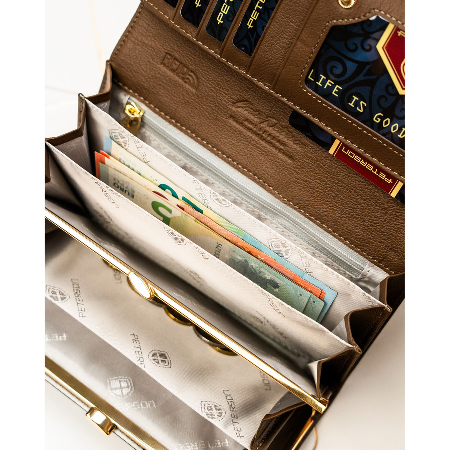 Leather and leatherette wallet RFID PETERSON PTN PS401-HNL