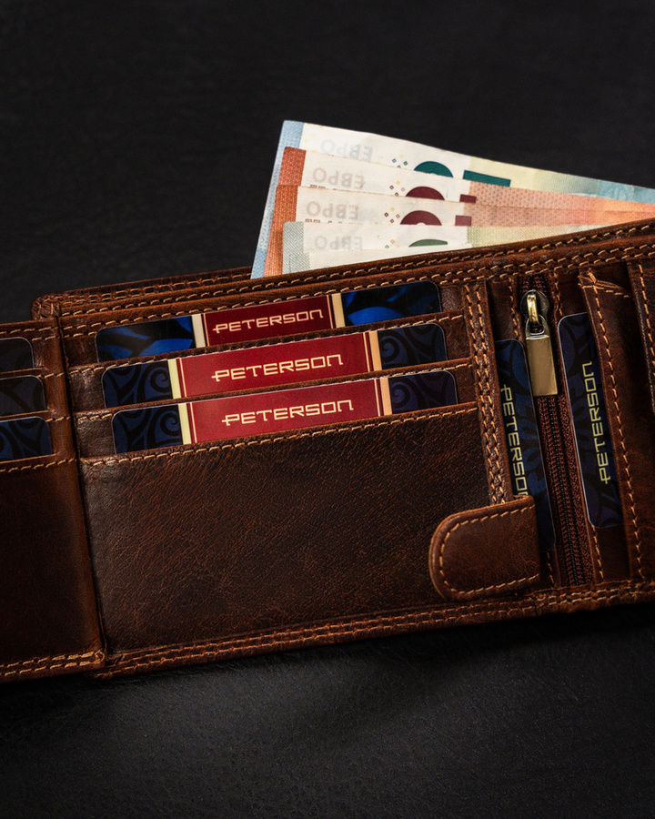 Leather wallet RFID PETERSON PTN WL-0305L-COM