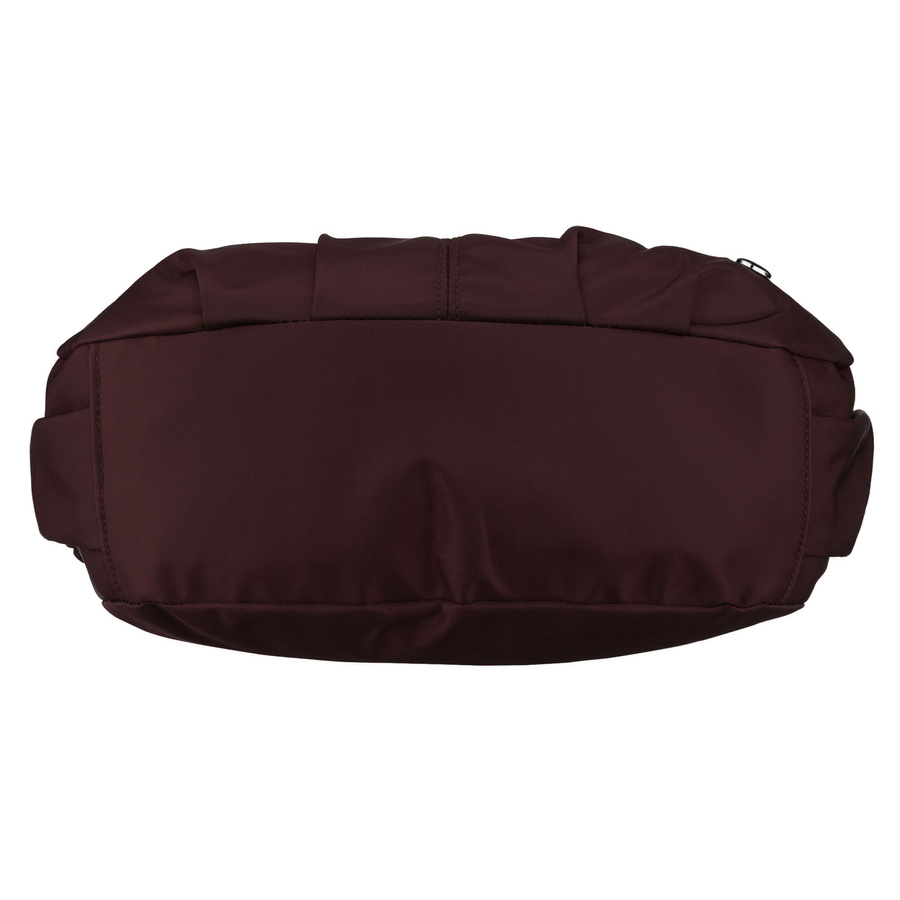 Bordowa torebka damska z poliestru zamykana suwakiem, dwukomorowa - Peterson