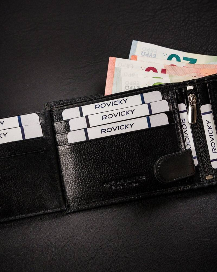 Leather wallet RFID ROVICKY N61L-RPVT-BL