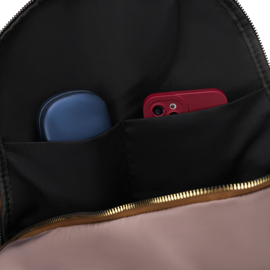 Dwukomorowy plecak damski z poliestru w beżowym kolorze - Peterson