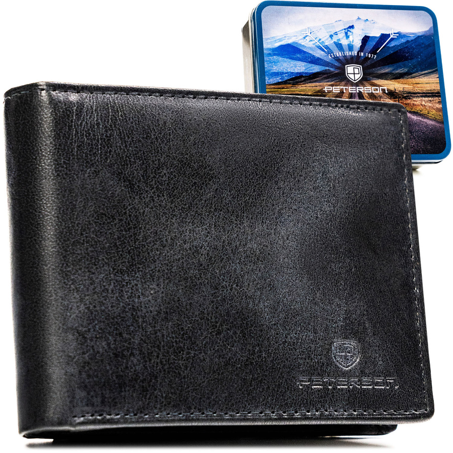 Veľká pánska kožená peňaženka v čiernej farbe s RFID - Peterson