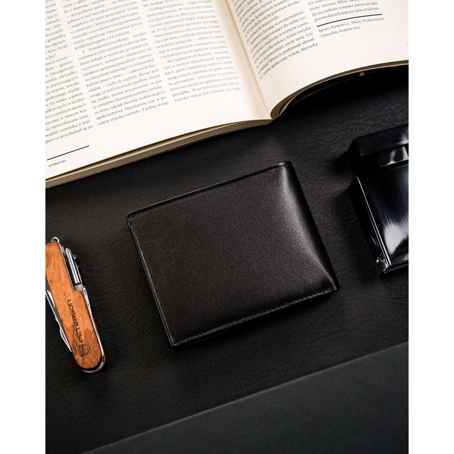 Leather wallet RFID RONALDO RM-02-BDF-BL