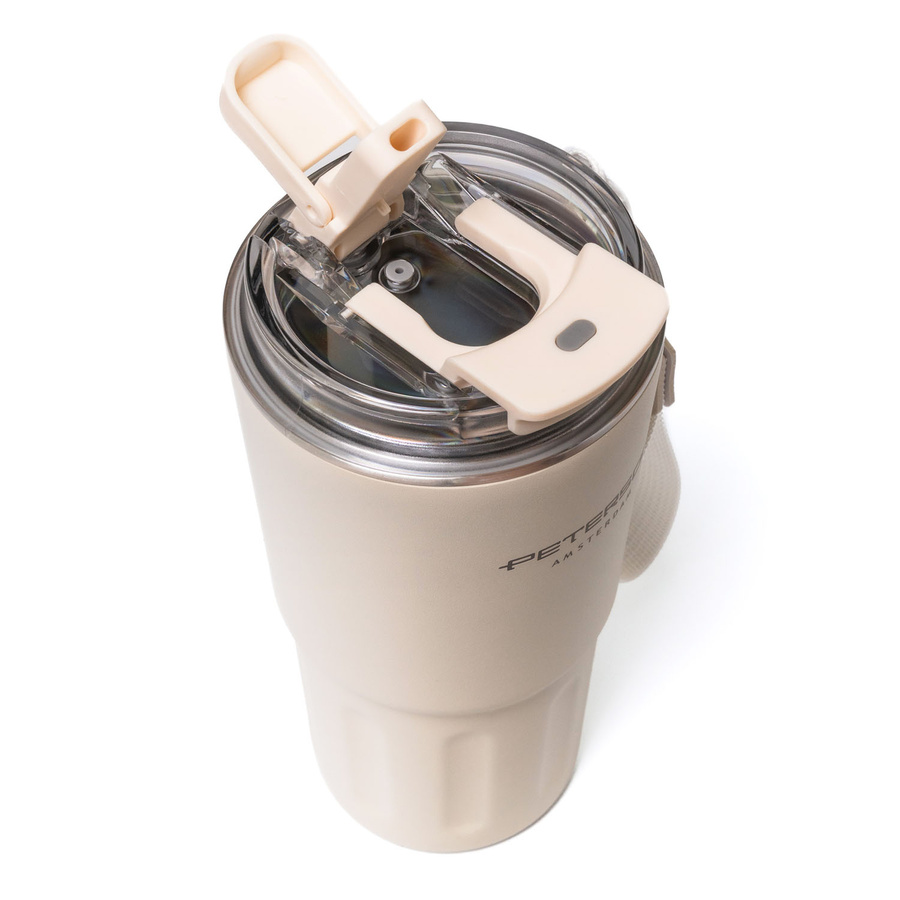 Kubek termiczny ze stali nierdzewnej w beżowym kolorze - Peterson